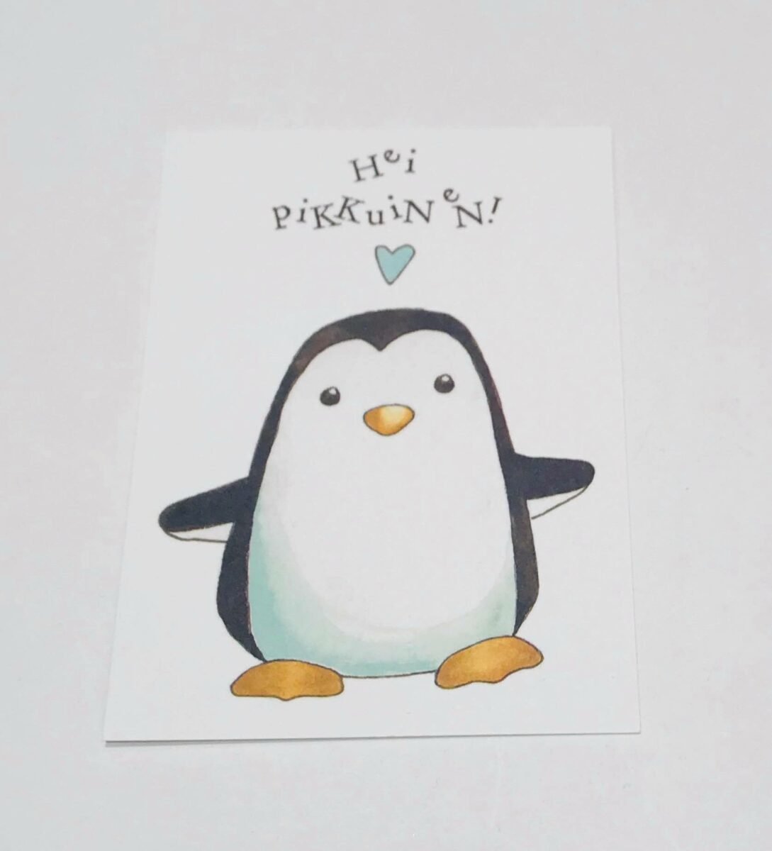 HENNA ADEL postikortti, Pingviini/Vaaleansininen