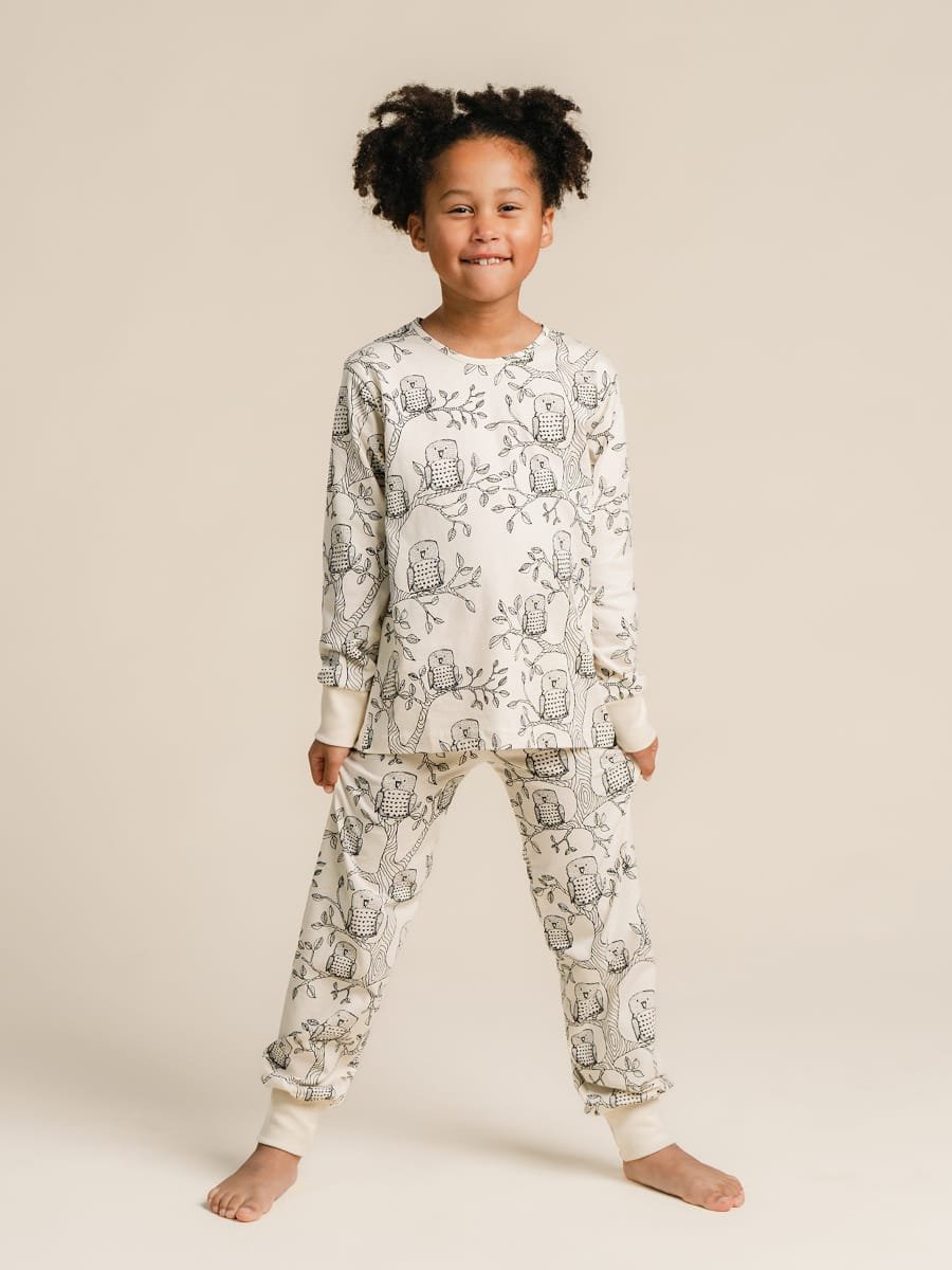 AARRE KID TERRI pöllöpyjama, Owls Natural White