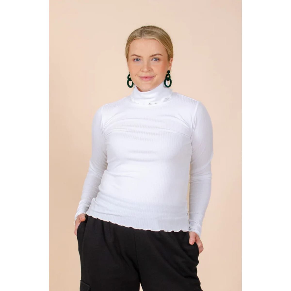 KAIKO aikuisten RIB ROLLNECK poolopaita, White