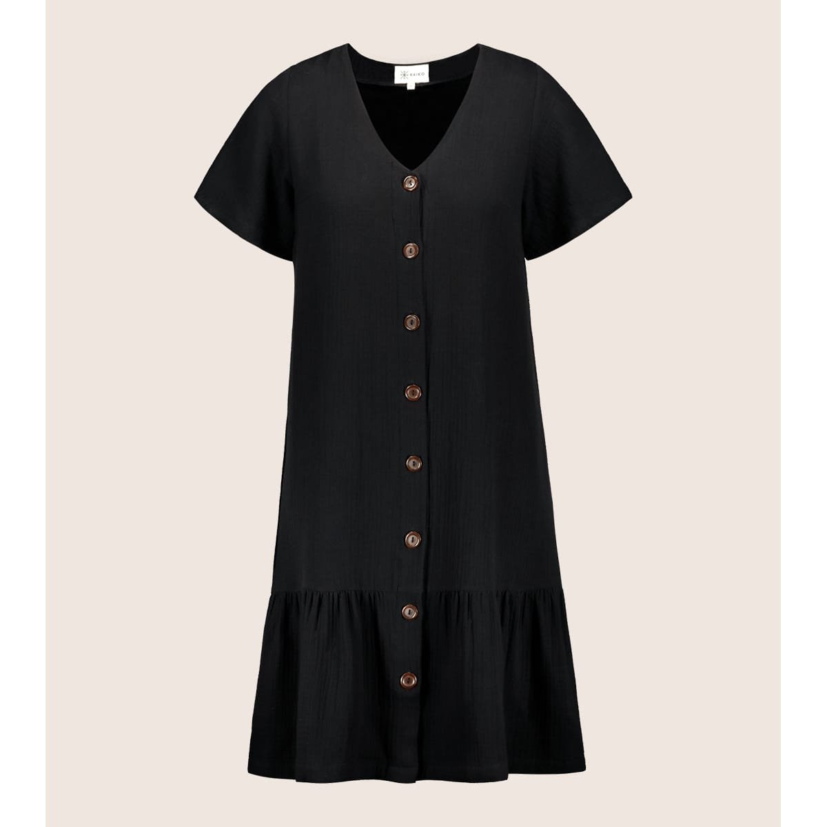 KAIKO aikuisten FRILL BUTTON mekko, Black