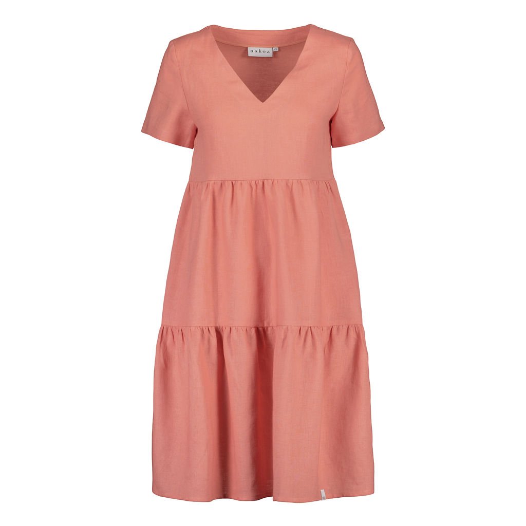 NAKOA aikuisten Layered Linen Dress, Papaya