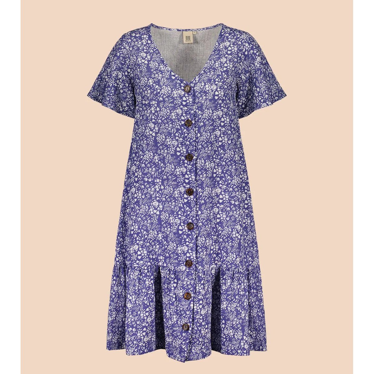 KAIKO aikuisten FRILL BUTTON mekko, Blue Meadow