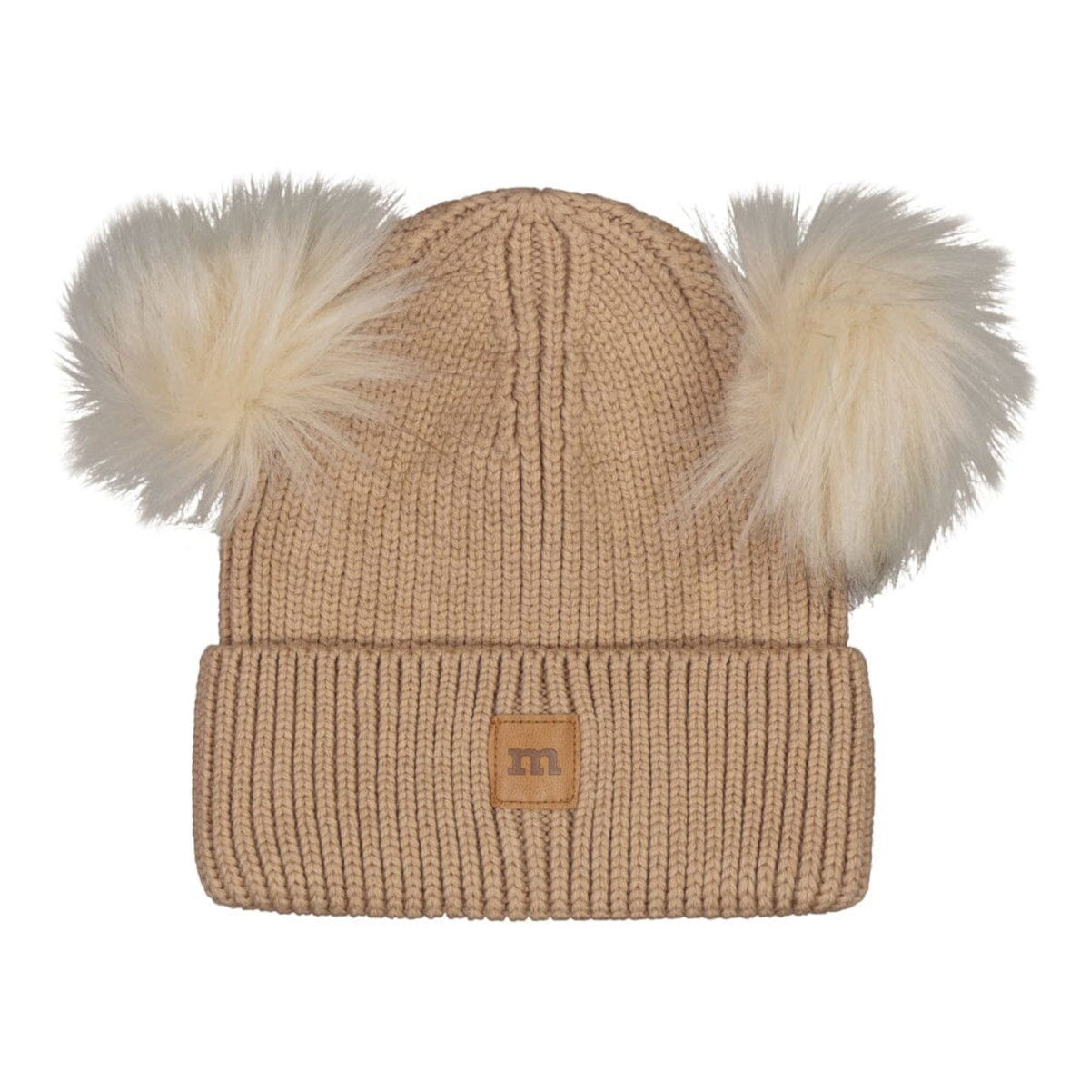 METSOLA DOUBLE POM POM BEANIE merinovillapipo, Peanut Butter