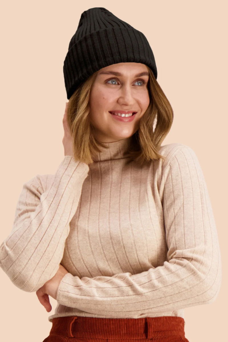 KAIKO aikuisten Rib Beanie, Black