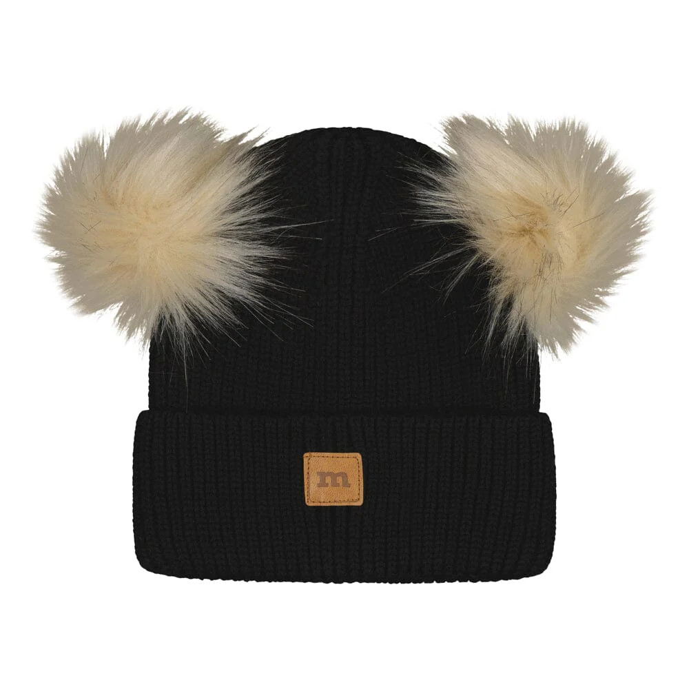 METSOLA DOUBLE POM POM BEANIE merinovillapipo, Black