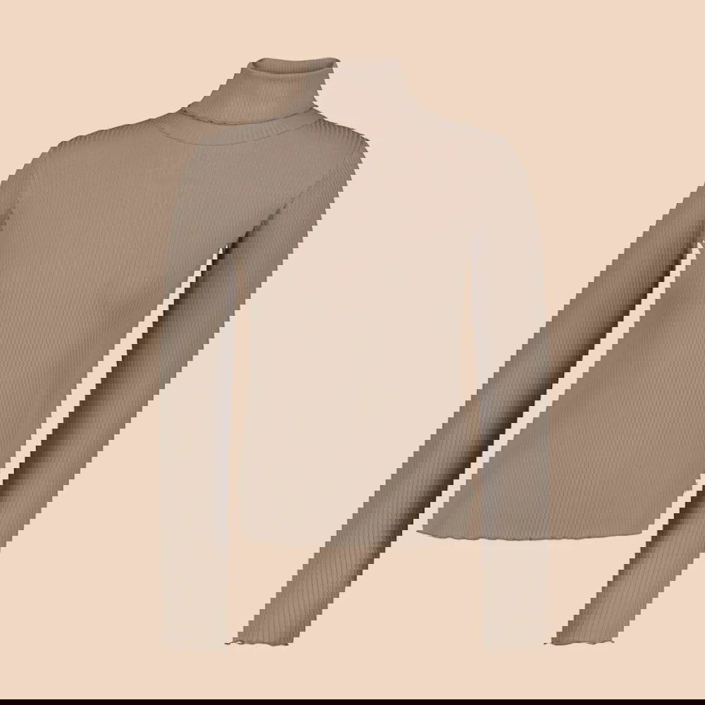 KAIKO RIB ROLLNECK poolopaita, Taupe