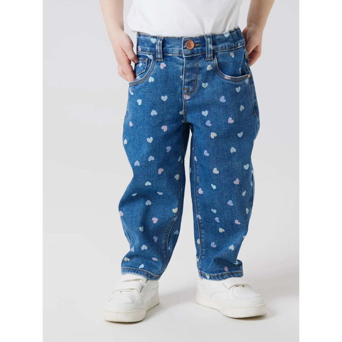 NAME IT NMFBELLA 3555 farkut, Denim Blue/HEARTS