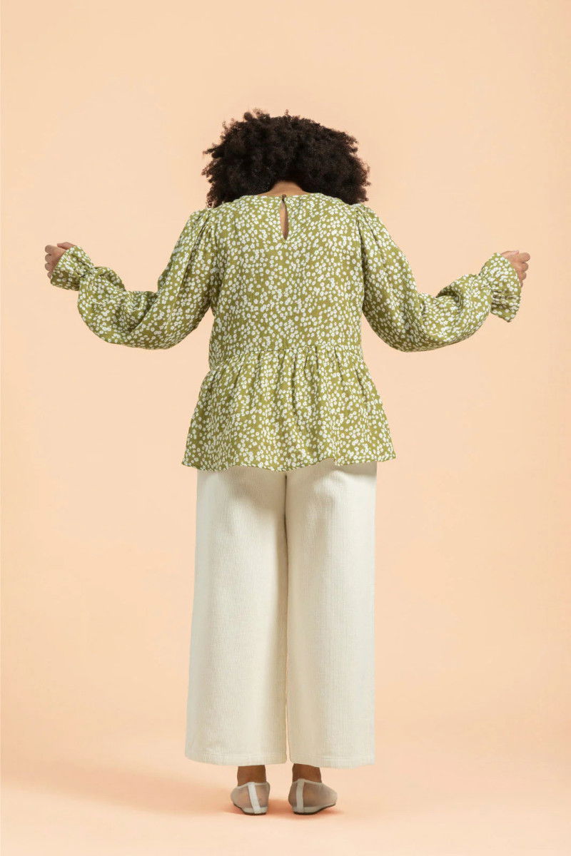 KAIKO FLOUNCE BLOUSE, Flora Olive